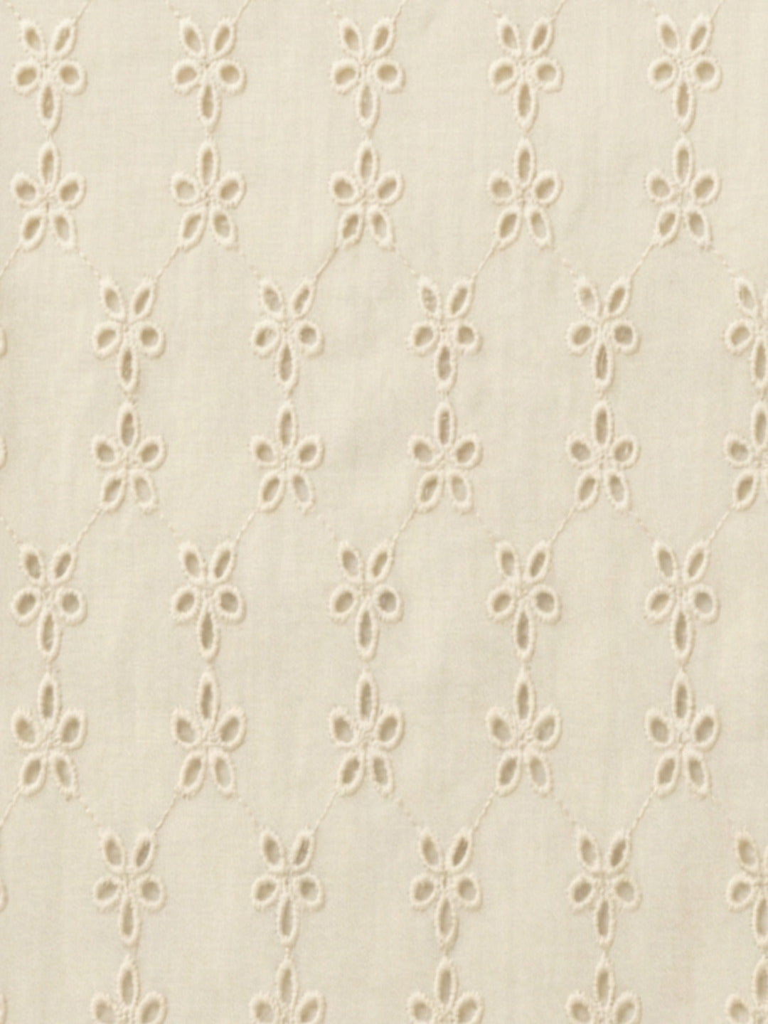 Off White five hole pentagon schiffli fabric