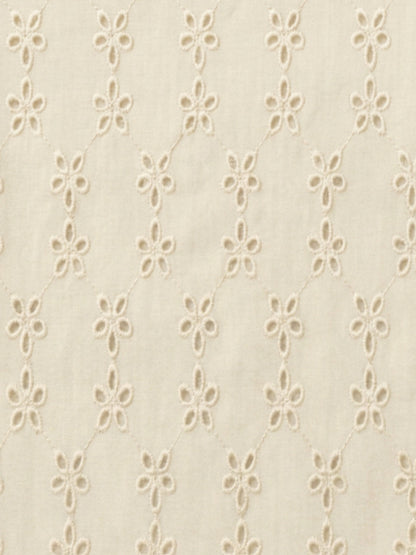 Off White five hole pentagon schiffli fabric
