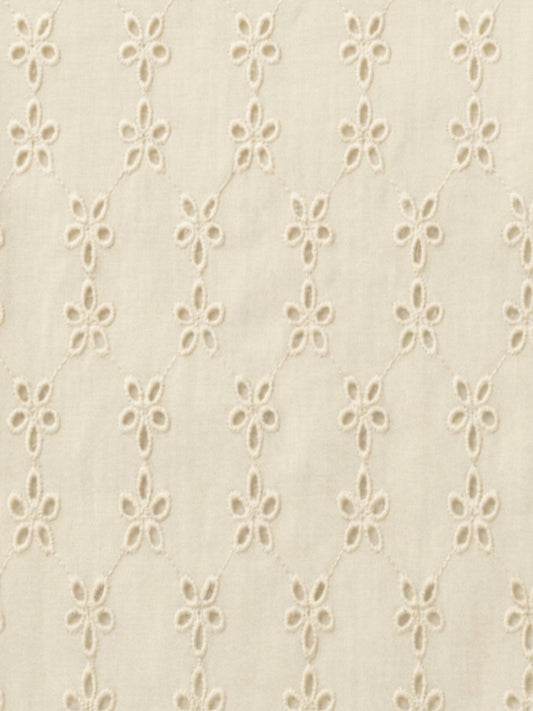 Off White five hole pentagon schiffli fabric