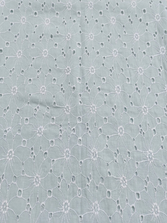 Light Blue Floral Eyelet  Cotton Fabric