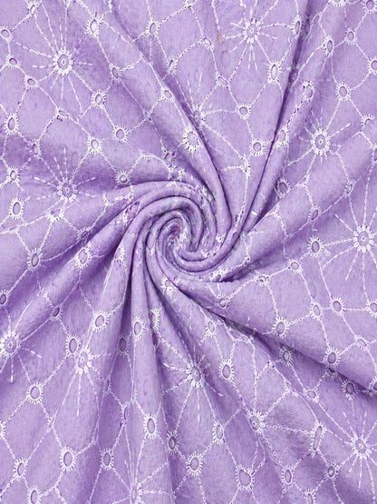 Daisy Web Pattern Lilac schiffli fabric