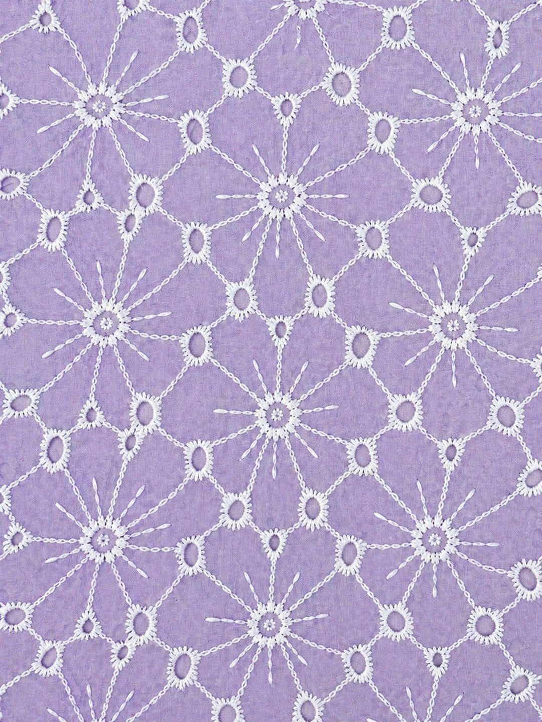 Daisy Web Pattern Lilac schiffli fabric
