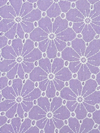 Daisy Web Pattern Lilac schiffli fabric