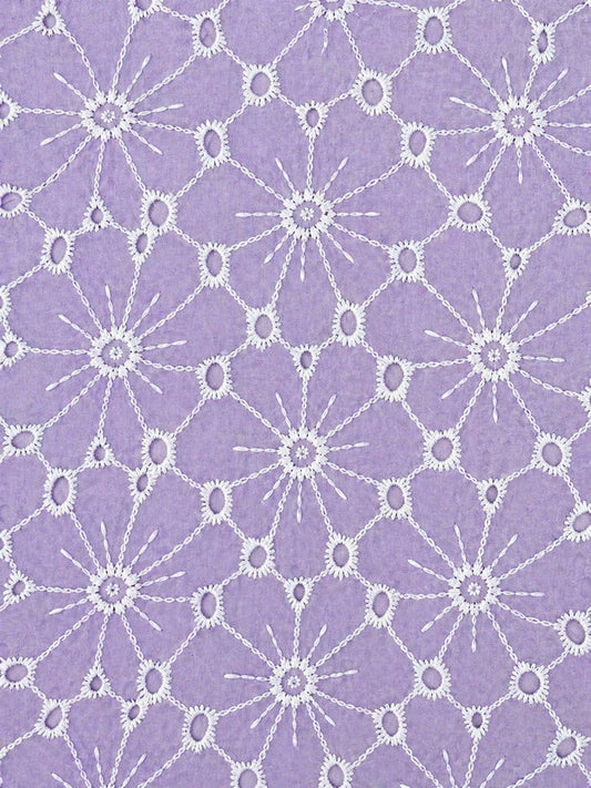 Daisy Web Pattern Lilac schiffli fabric