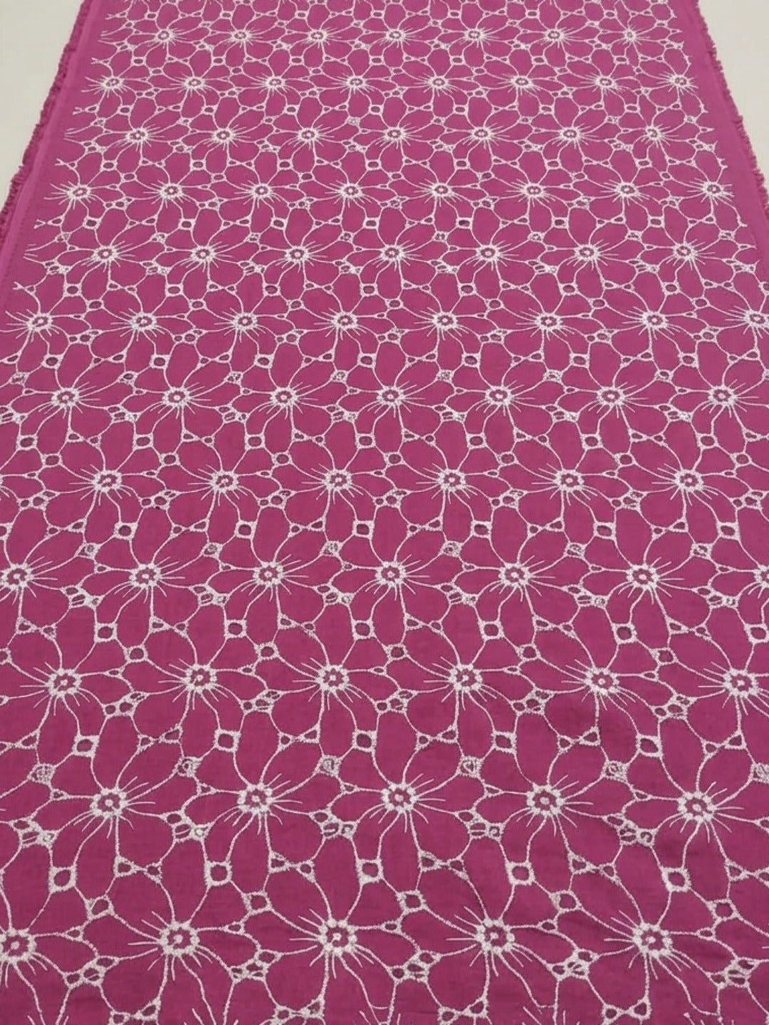 Daisy Web Pattern Maroon schiffli fabric