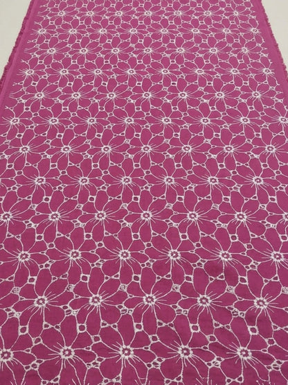 Daisy Web Pattern Maroon schiffli fabric