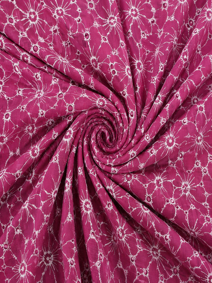 Daisy Web Pattern Maroon schiffli fabric