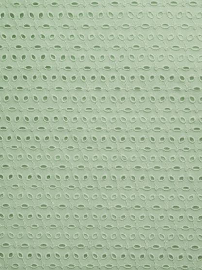 Mint Green six hole schiffli embroidered fabric
