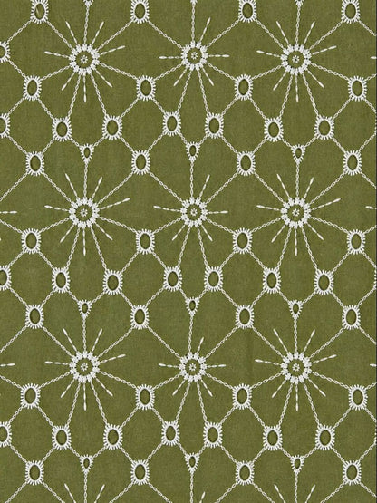 Daisy Web Pattern Olive Green schiffli fabric
