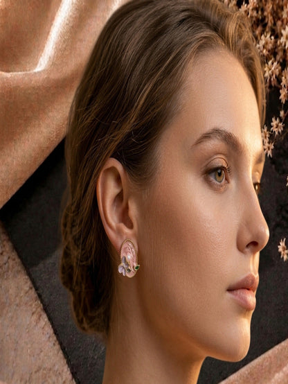 Shivora Blush Bloom Pearl Stud Earrings