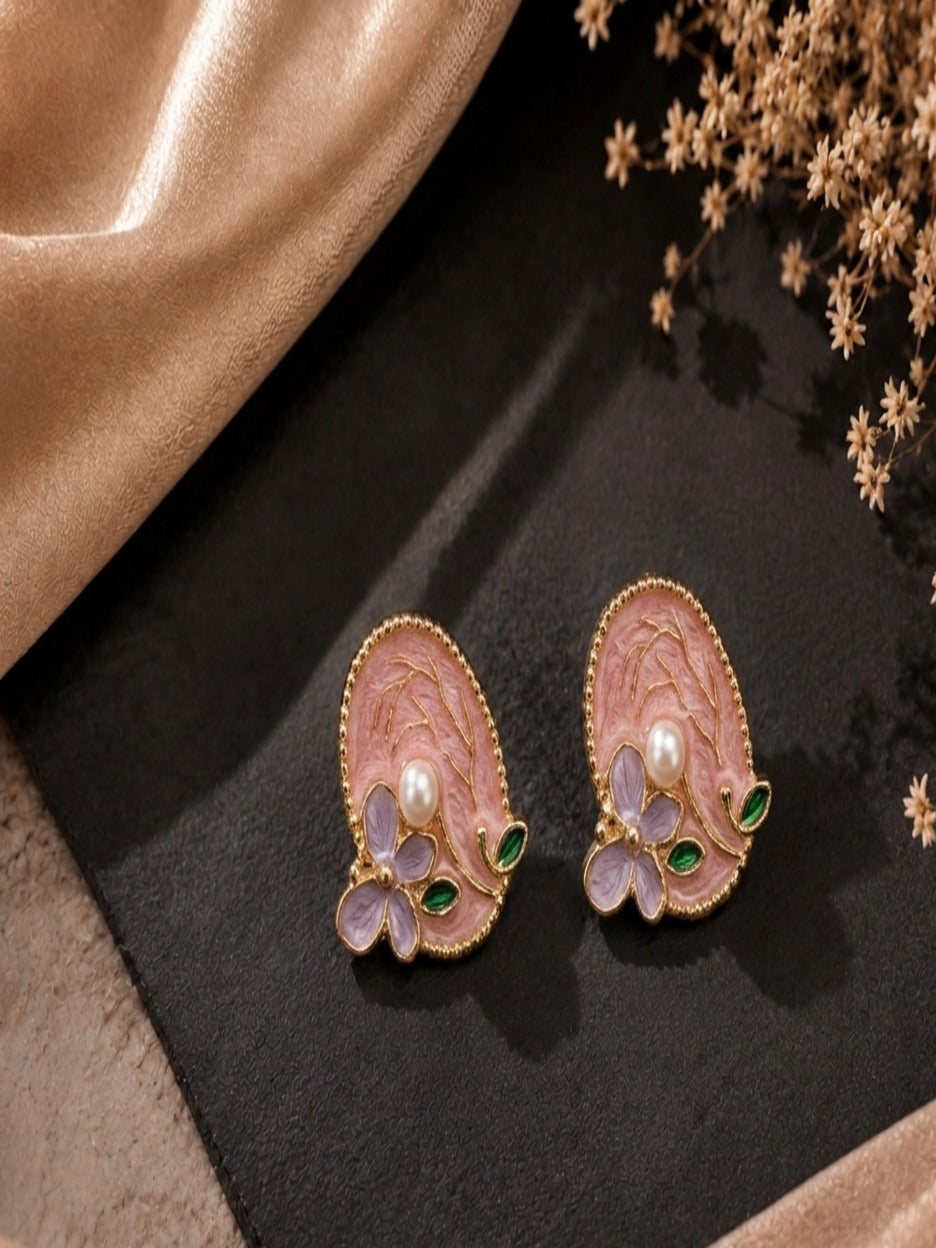 Shivora Blush Bloom Pearl Stud Earrings