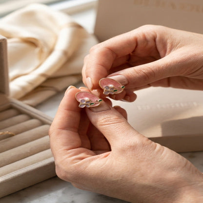 Shivora Blush Bloom Pearl Stud Earrings
