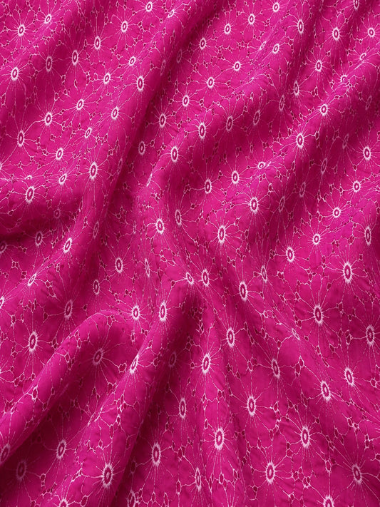 Daisy Web Pattern Majanta pink schiffli fabric