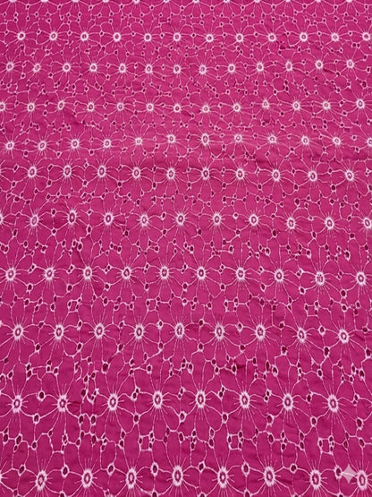 Daisy Web Pattern Majanta pink schiffli fabric