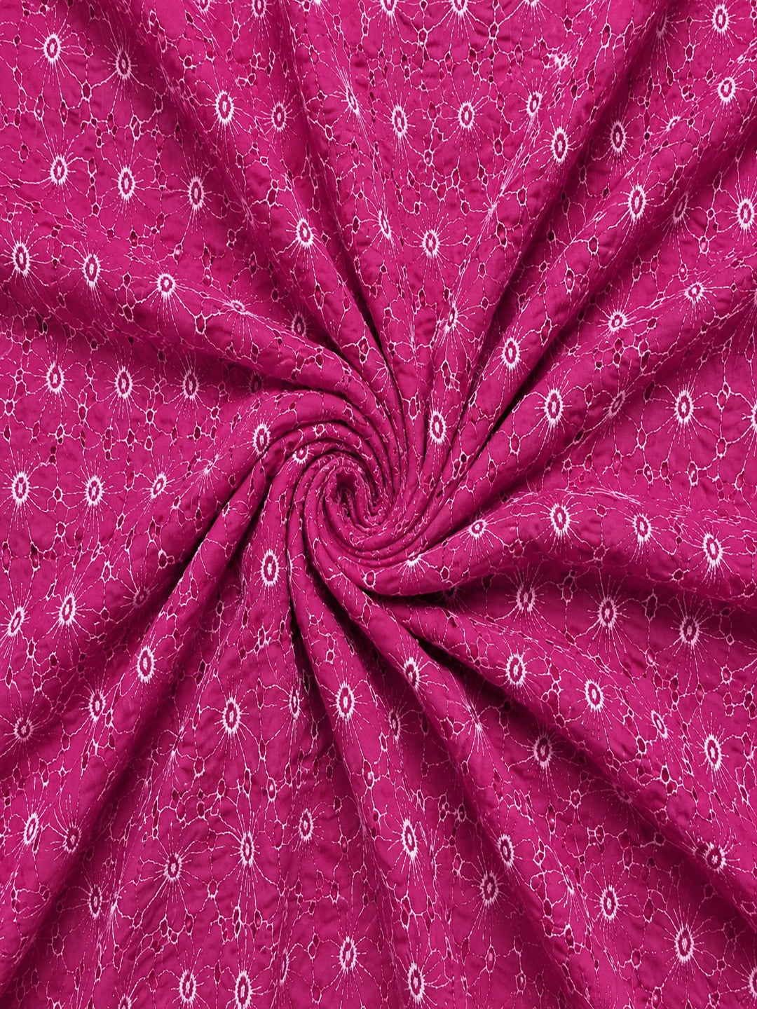Daisy Web Pattern Majanta pink schiffli fabric