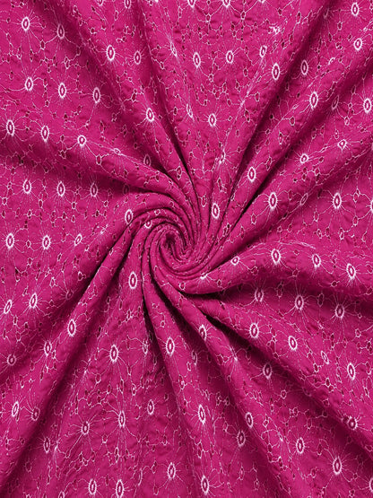 Daisy Web Pattern Majanta pink schiffli fabric