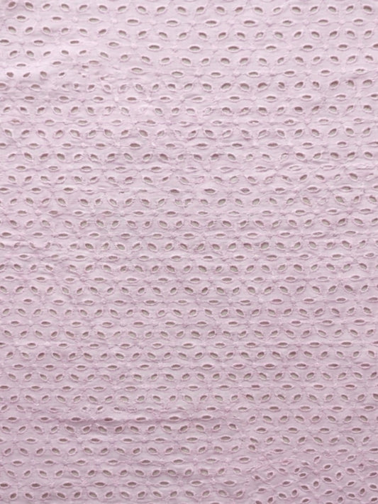 Baby Pink six hole schiffli embroidered fabric