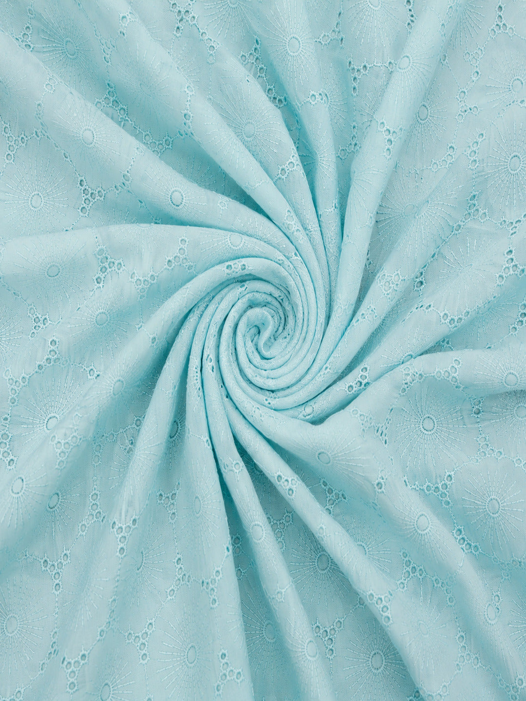 sky blue wardrobe pattern schiffli Cotton Fabric