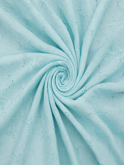 sky blue wardrobe pattern schiffli Cotton Fabric