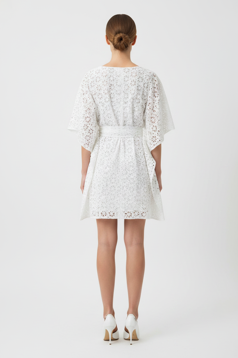 White Eyelet Kaftan Back