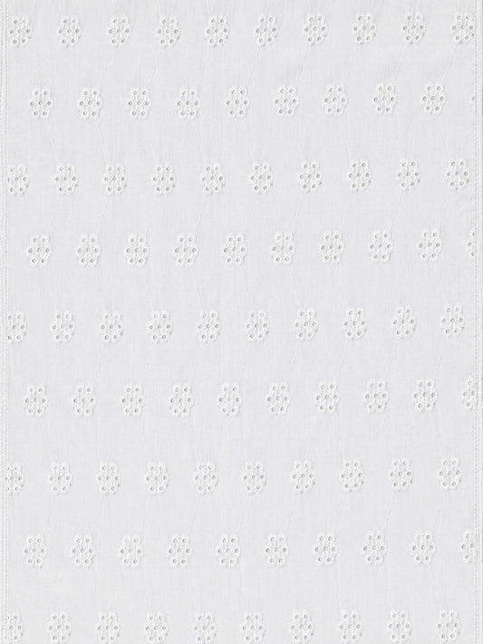 White floral schiffli embroidered fabric