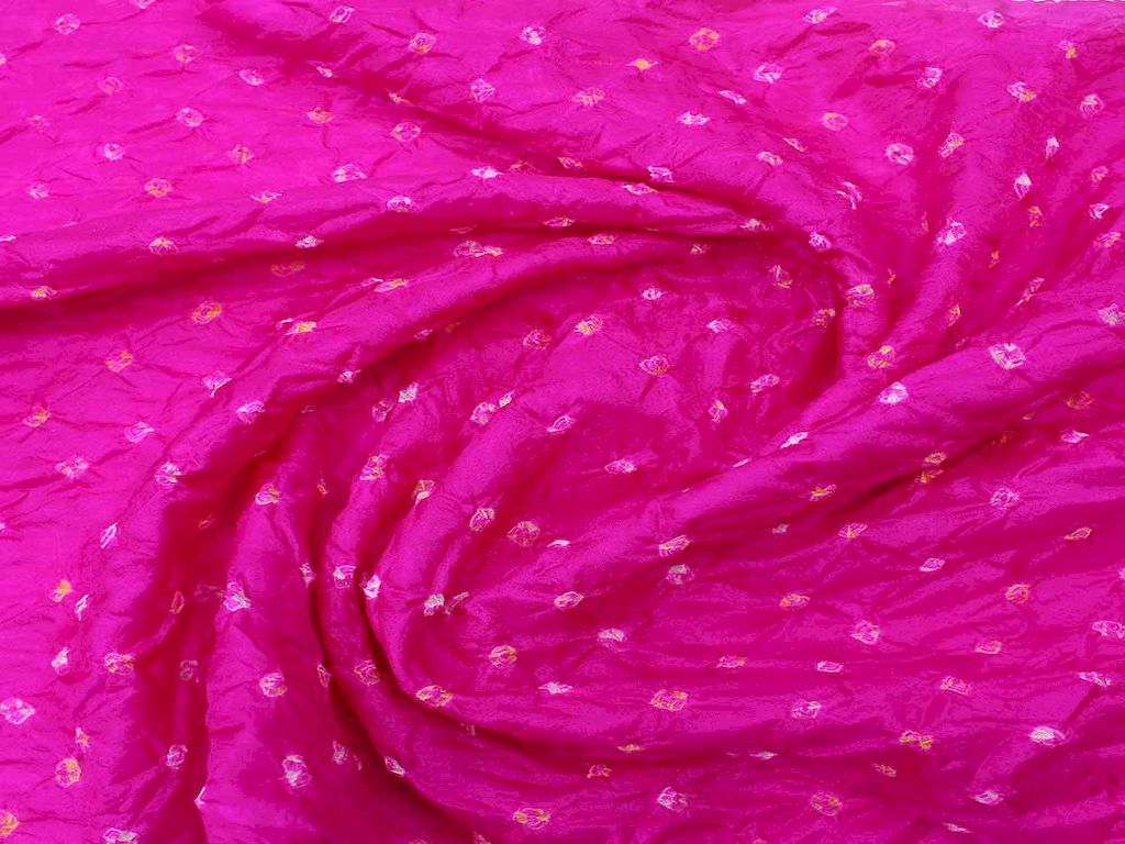 Siyani  Rayon Hot Pink Tie And Dye Bandhani Fabric