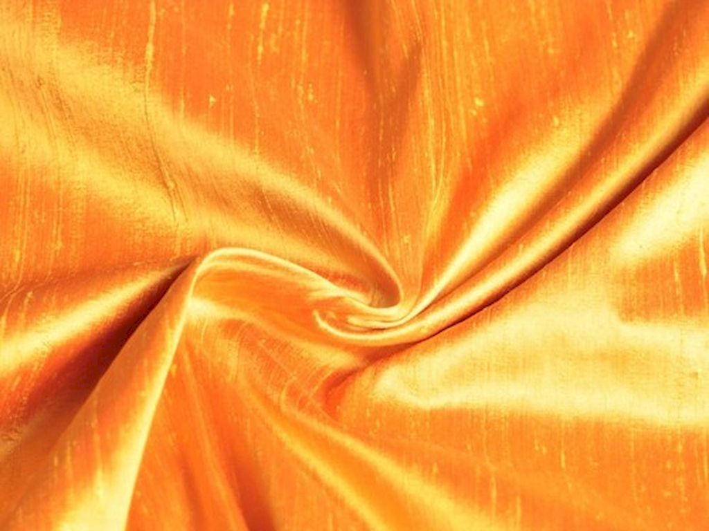 Orange Dupion Silk Fabric Siyani Clothing India