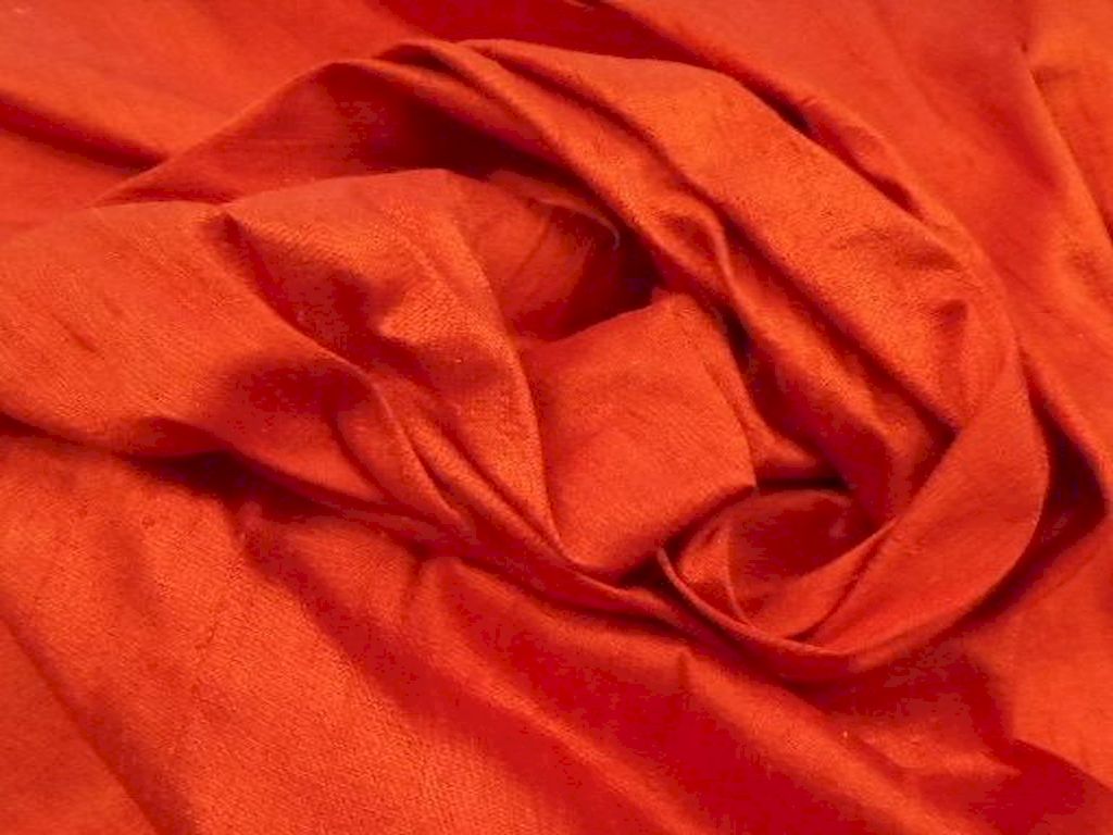 Rust Dupion Silk Fabric Siyani Clothing India