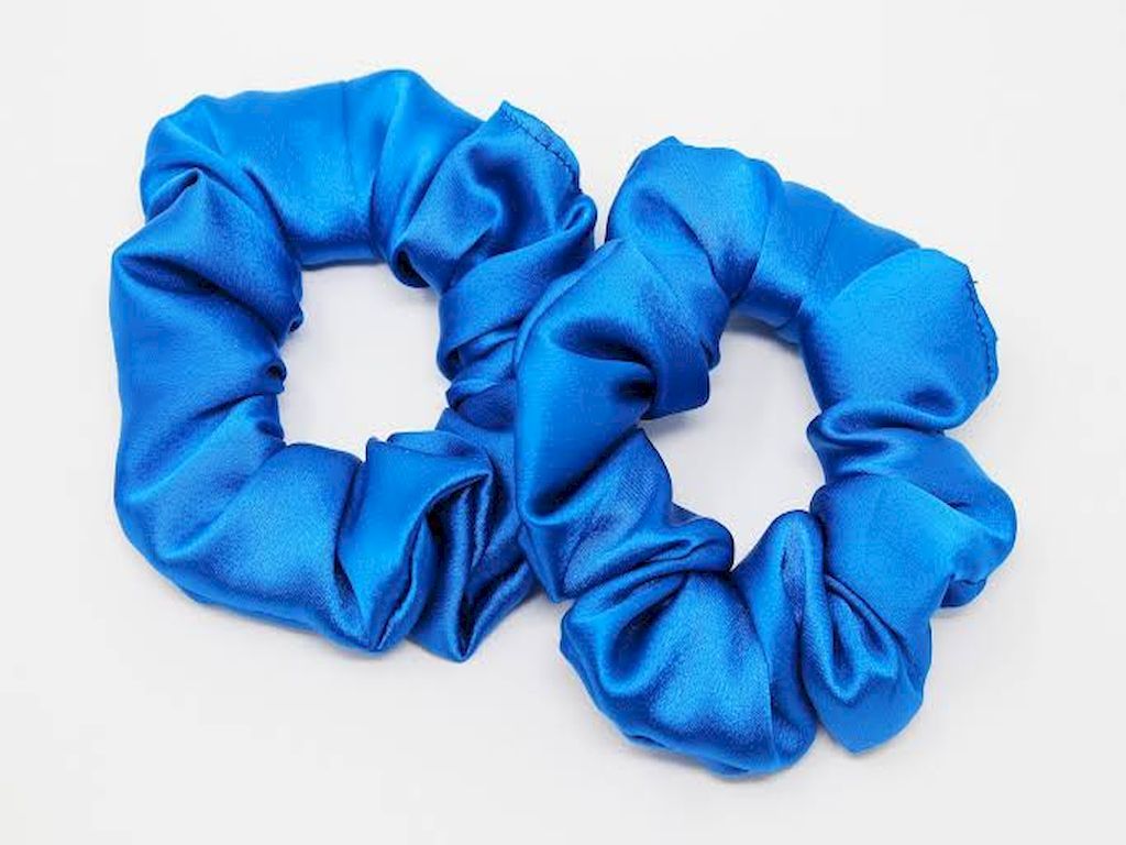 Blue Satin Silk Scrunchies (Set Of 2) Siyani Clothing India