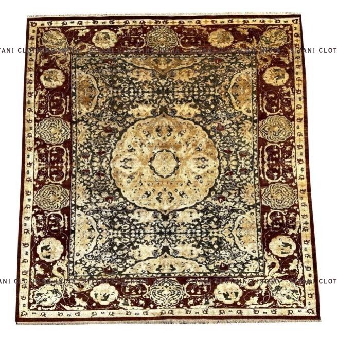 Siyani Golden & Maroon Traditional Design Hand Knotted Carpet