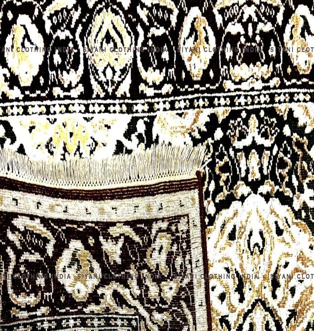 Black Traditional Design Hand Knotted Carpet - Siyani Clothing India