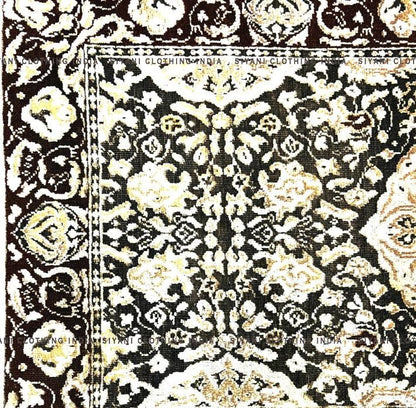 Black Traditional Design Hand Knotted Carpet - Siyani Clothing India