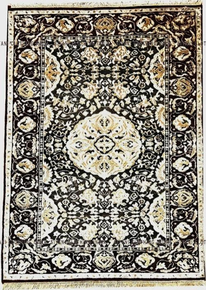 Siyani Black Traditional Design Hand Knotted Carpet