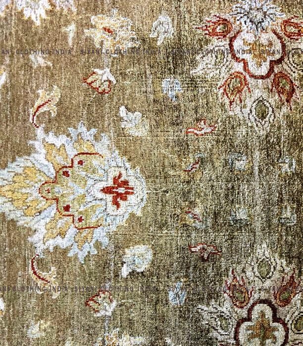 Brown And Golden Floral Textured Hand Knotted Carpet - Siyani Clothing India