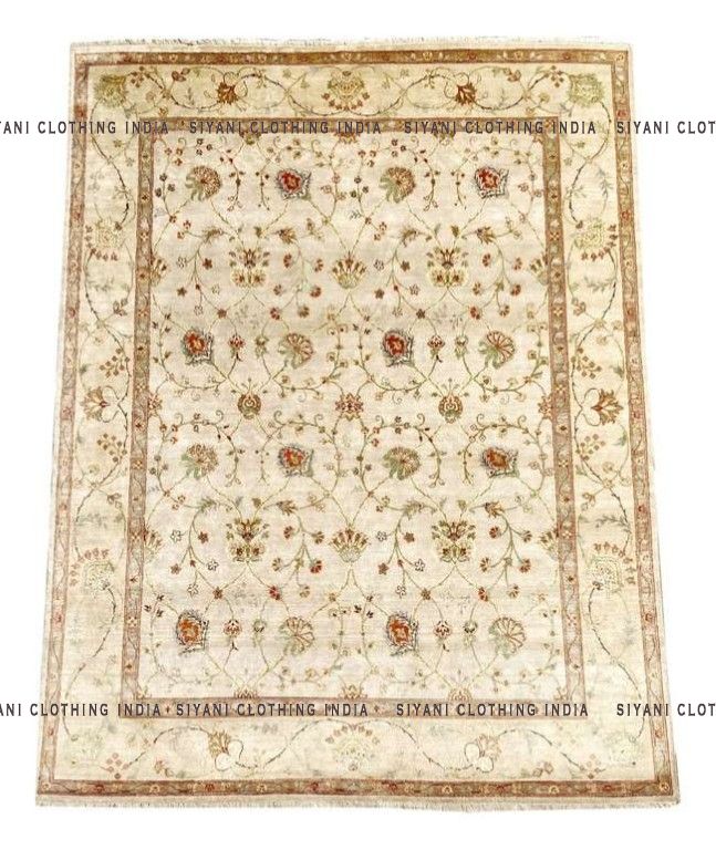 Siyani Ivory Floral Design Hand Knotted Carpet