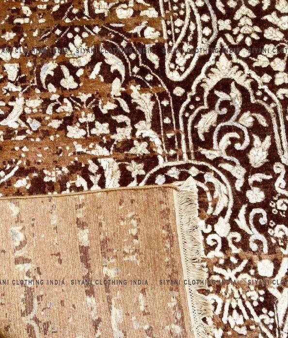 Rust Traditional Rajasthani Design Hand Knotted Carpet - Siyani Clothing India