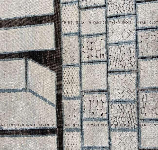 Grey Block Pattern Hand Knotted Carpet - Siyani Clothing India