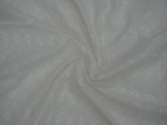 White Dyeable Leaf Design Chikankari Embroidered Fabric Siyani Clothing India