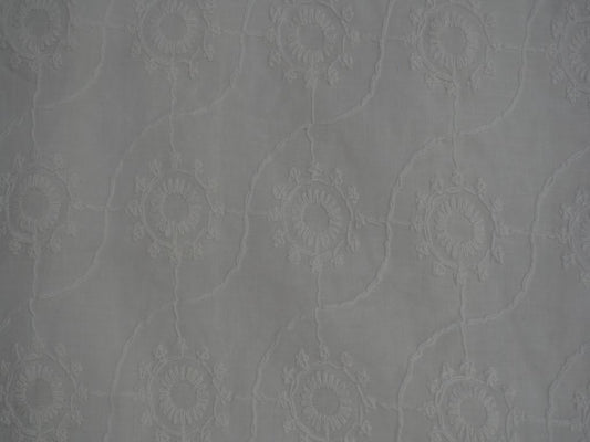 White Dyeable Floral Design Chikankari Embroidered Fabric Siyani Clothing India