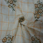 White Checks And Flower Print Cotton Fabric Siyani Clothing India