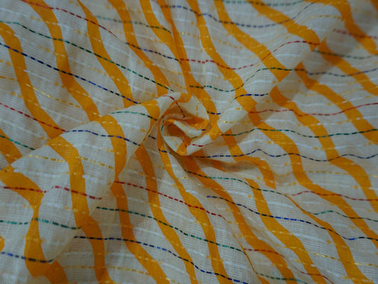 Orange Stripes Print Cotton Fabric Siyani Clothing India