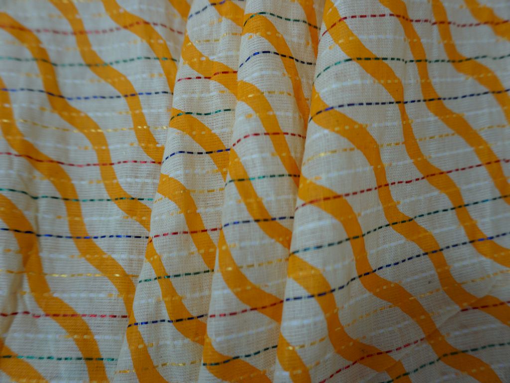 Orange Stripes Print Cotton Fabric Siyani Clothing India
