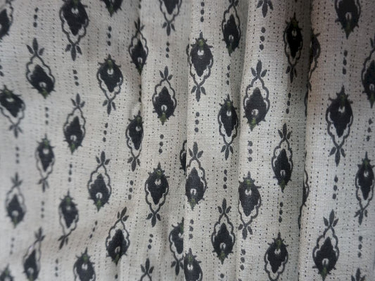 White And Black Fish Print Cotton Fabric Siyani Clothing India