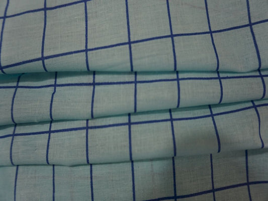 Blue Checks Print Cotton Fabric Siyani Clothing India