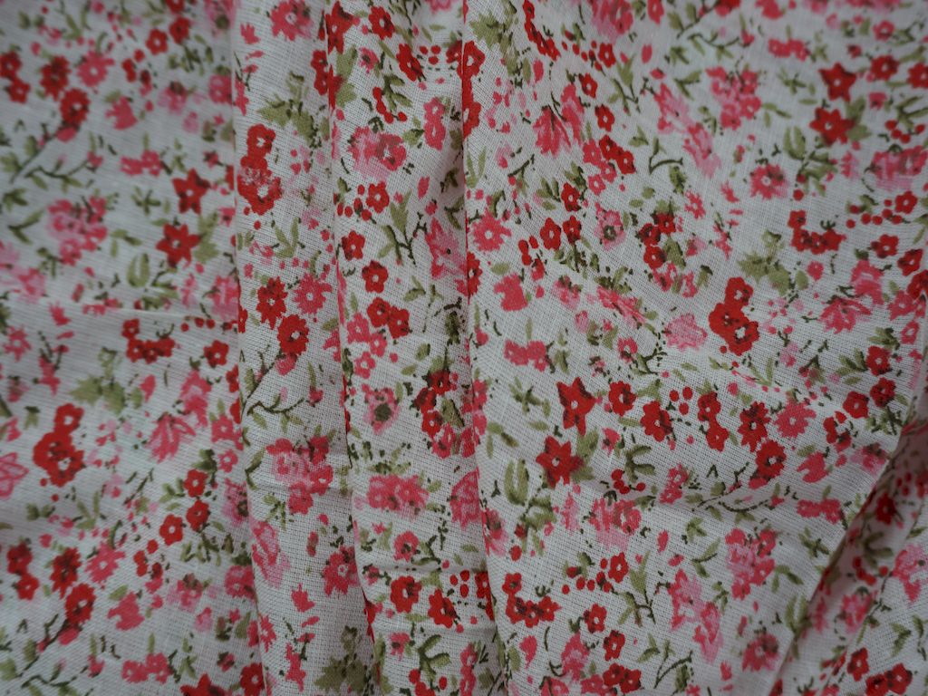 Whiite And Pink Flower Print Cotton Fabric Siyani Clothing India
