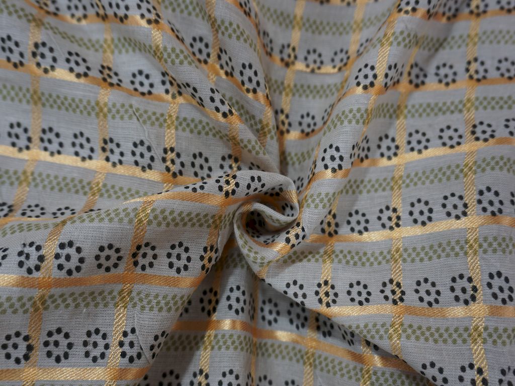 Gray Foil Print Cotton Fabric Siyani Clothing India