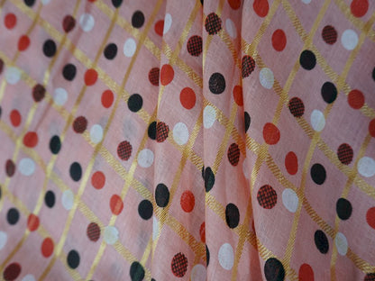 Pink Polka Dots Print Cotton Fabric Siyani Clothing India