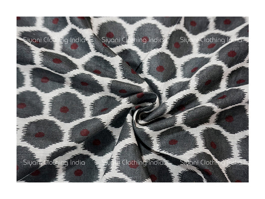 Grey Abstract Print Cotton Fabric Siyani Clothing India