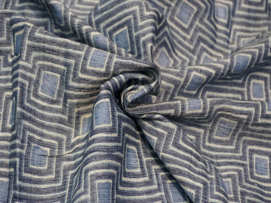 Siyani Blue Abstract Print Rayon Fabric