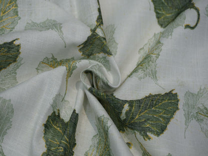 White And Green Flower Print Rayon Fabric Siyani Clothing India